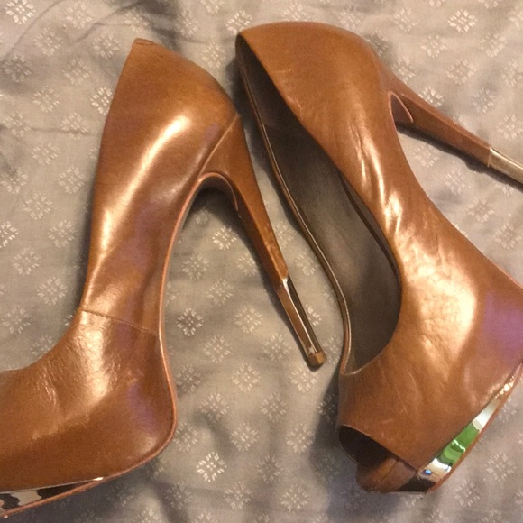 Camel Brown Real Leather Heels - Picture 4 of 4
